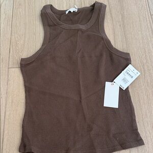 Good American Brown Waffle Knit Tank
